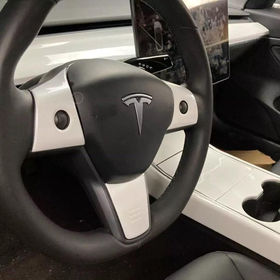 Tesla Model 3 Lenkradabdeckung Carbon Weiß Autozubehör 3-teiliges