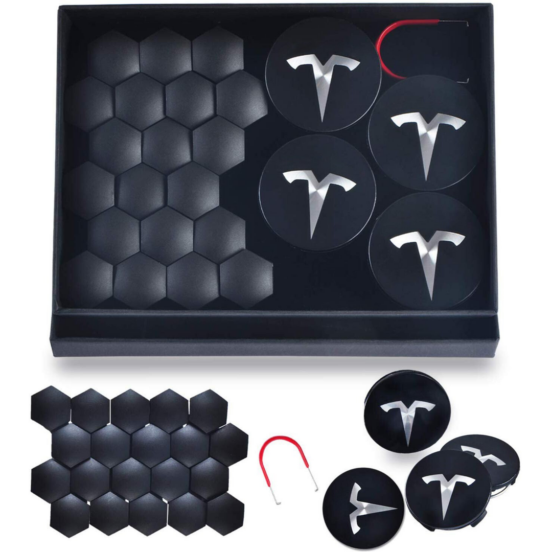 4x Tesla Nabendeckel Felgendeckel Nabenkappen Weiß für Model 3