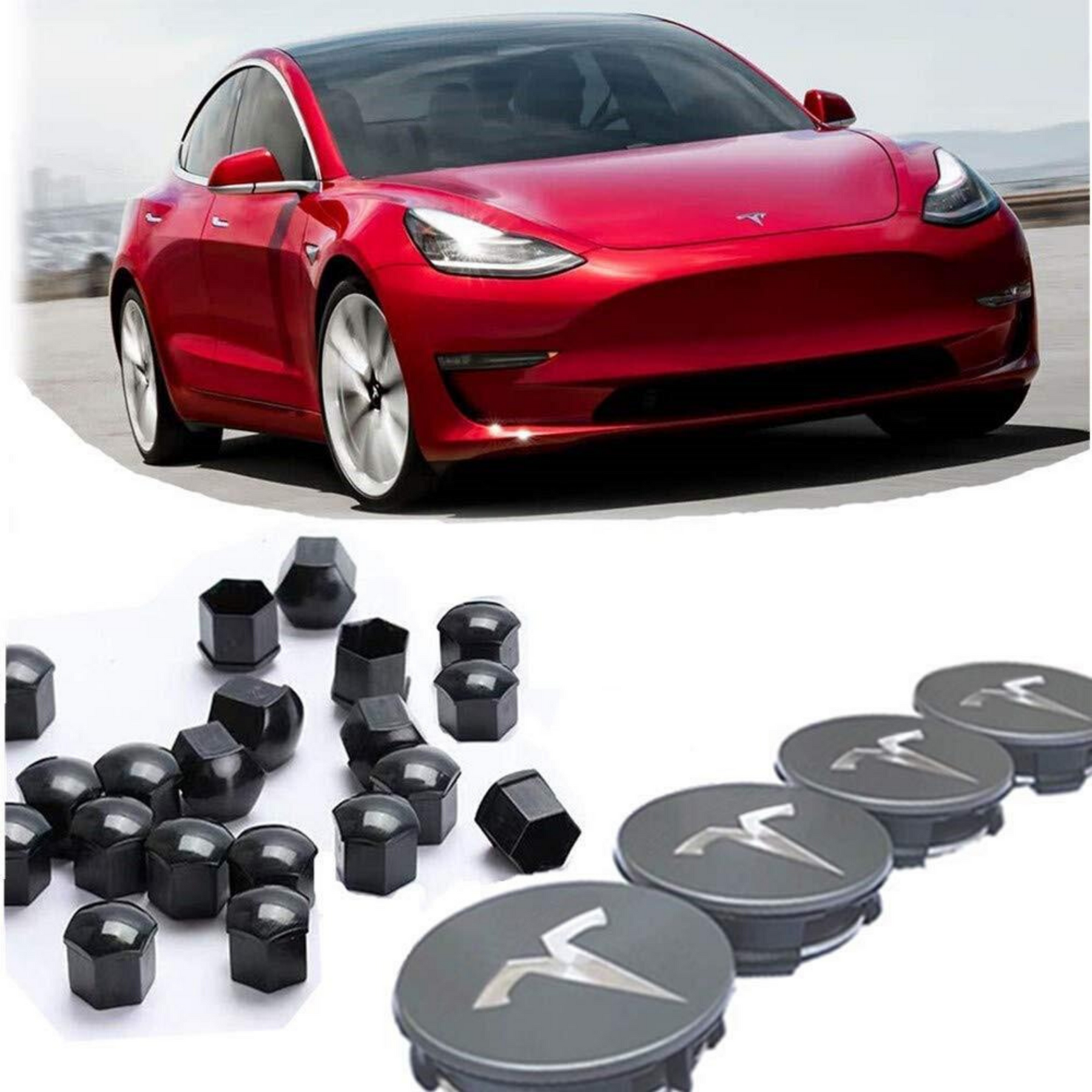Radmitten-Nabenkappen für Tesla Model 3 / s / x mit Center Cap Set